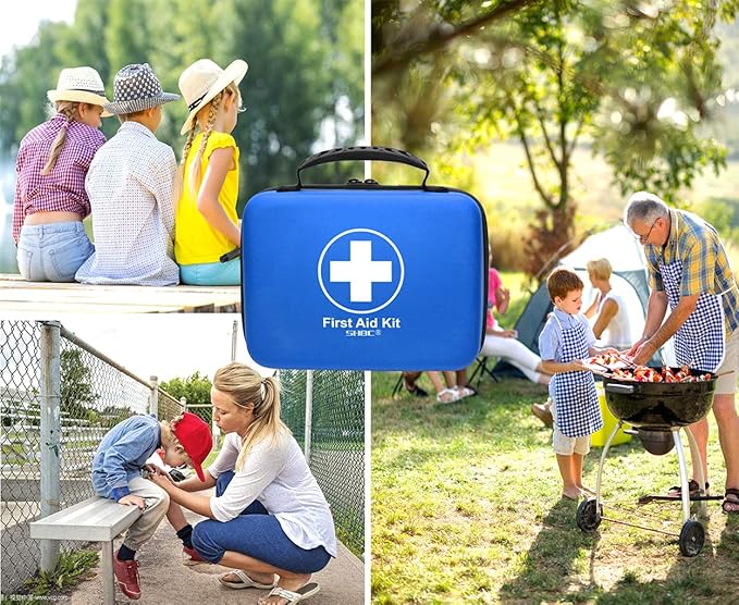 SHBC Waterproof First Aid Kit (228pcs) with All Basic or Advanced Supplies You Need. Suitable for Emergencies at Home or Outside, Travel, Home, Camping, Blue