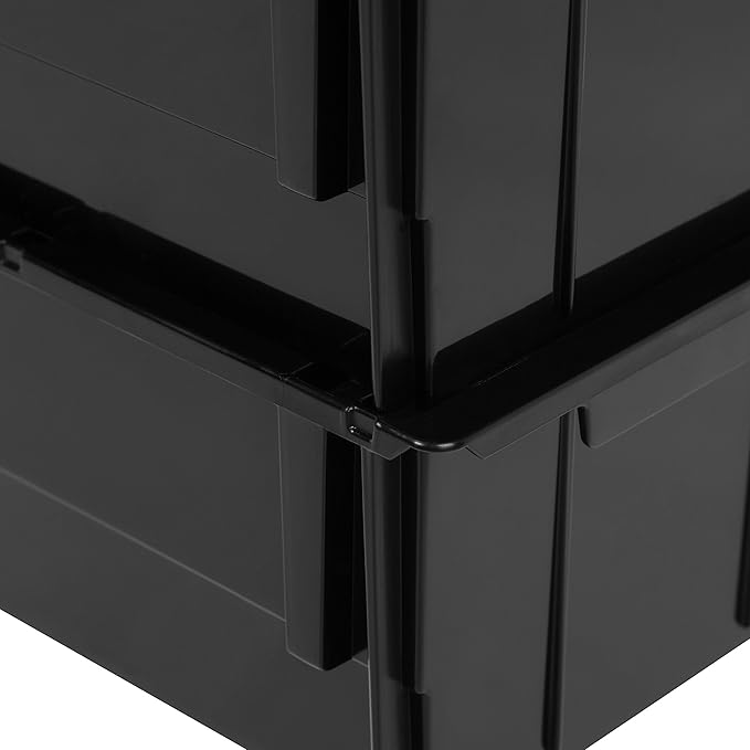 IRIS USA Extra Small Stackable Storage Bins, 24-Pack, 5.5 x 4.5 x 3 inch, |Made in USA|, Plastic Open Front Shelf Bin for Organizing Parts, Hardware, Tools, Supplies, Garage Shelf, Pantry - Black