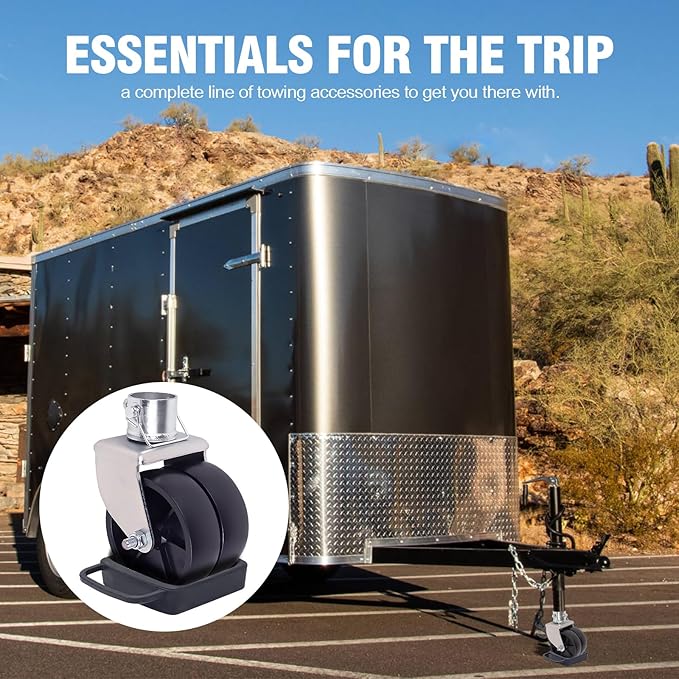 Trailer Jack Wheel with Chock - 6" Dual Wheel Jack Caster Wheel with Double Wheel Chock Capacity 2000lbs fits Any Jack Better Soft Ground Roll Trailer Parts