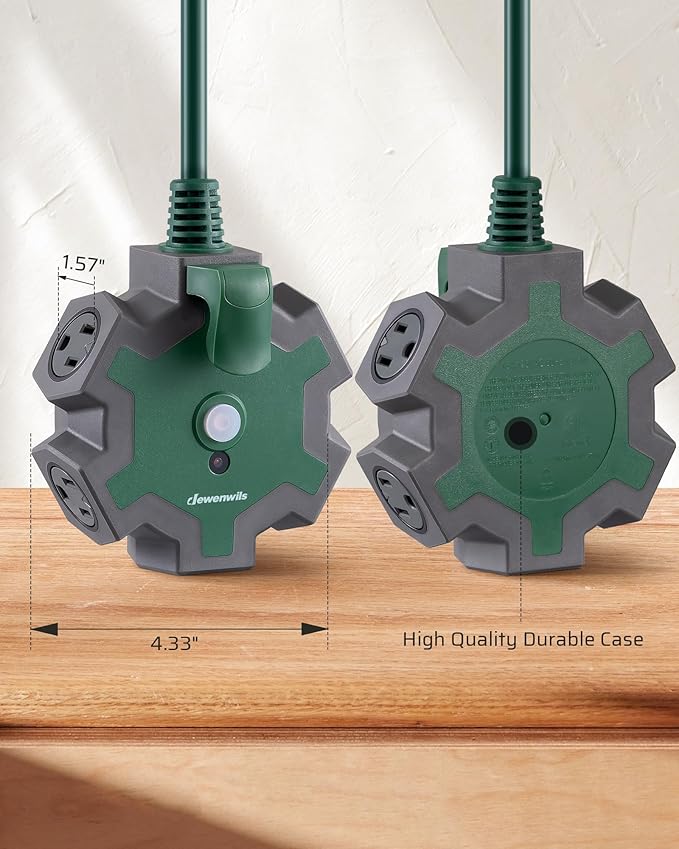 DEWENWILS Industrial Power Strip, Multifaceted Head Heavy Duty Extension Cord, ETLus List, 15FT STJW 14/3C Line Length, 5-Outlet Power Hub for for Garage, Workshop