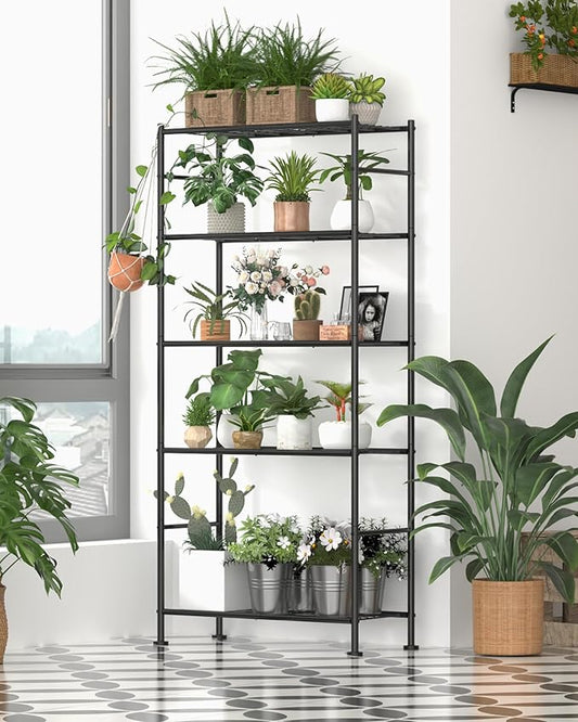 Sakugi Storage Shelves - 5 Tier Shelf Organizer, Heavy Duty Garage Shelving Unit with Leveling Feet, Stable Metal Shelves Organizer for Pantry, Kitchen and Closet, 33.0" W x 12.6" D x 72.0" H, Black