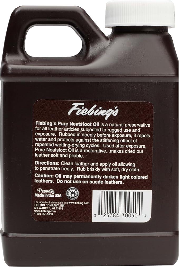Fiebing's 100% Pure Neatsfoot Oil - Natural Leather Preservative - 8 Fl Oz