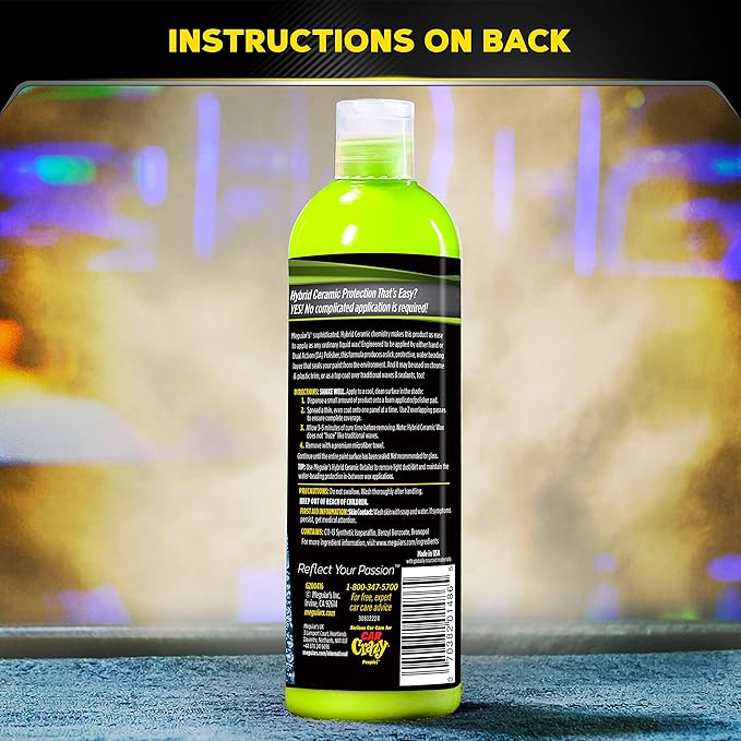 Meguiar's Hybrid Ceramic Liquid Wax, Shield Your Paint with a Residue-Free Liquid Car Wax with Advanced SiO2 Hybrid Technology and Long-Lasting Water-Beading Protection, 16 Oz Bottle