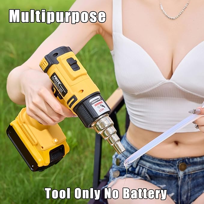 Cordless Heat Gun for Dewalt 20v Battery,350W Fast Heating Soldering Hot Air Gun,2-Temp Setting Max 1022°F(550°C),Heat Gun for Tube Bending,Resin & Decorating (Tool Only NO Battery)
