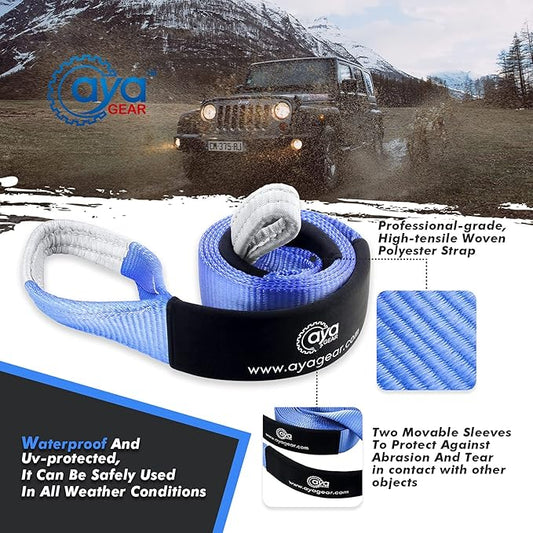 Recovery Tow Straps 3" x 10' |Tree Saver Winch Strap|Heavy Duty 35,000lbs Break Strength |Triple Reinforced Loop End | Use for Emergency 4x4 Towing or Recovery Tow Rope