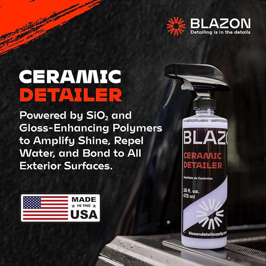 BLAZON Ceramic Detailer Spray Coating- Hydrophobic Shine & Surface Protection- Glossy Ceramic Clear Coat Paint Sealant- Cars, Trucks, Motorcycles, RVs, Boats & More- 16 fl oz