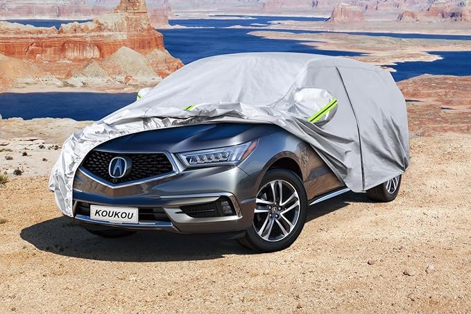 Koukou SUV Car Cover Custom Fit Acura MDX from 2001 to 2025, Waterproof Car Cover All Weather for Automobiles Outdoor Indoor with Zipper Door, Sun Rain Dust Snow Protection.