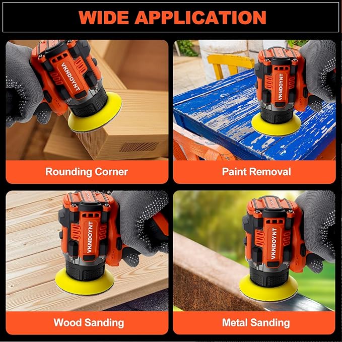 Brushless Cordless Polisher, 2 Variable Speed Mini Buffer Polisher (0-500/0-3000 RPM), 2Pcs 3.0Ah Batteries, 1/2/3" Backing Pads, 52 Accessories, Small Sander for Car Detailing/Buffing/Sanding/Waxing