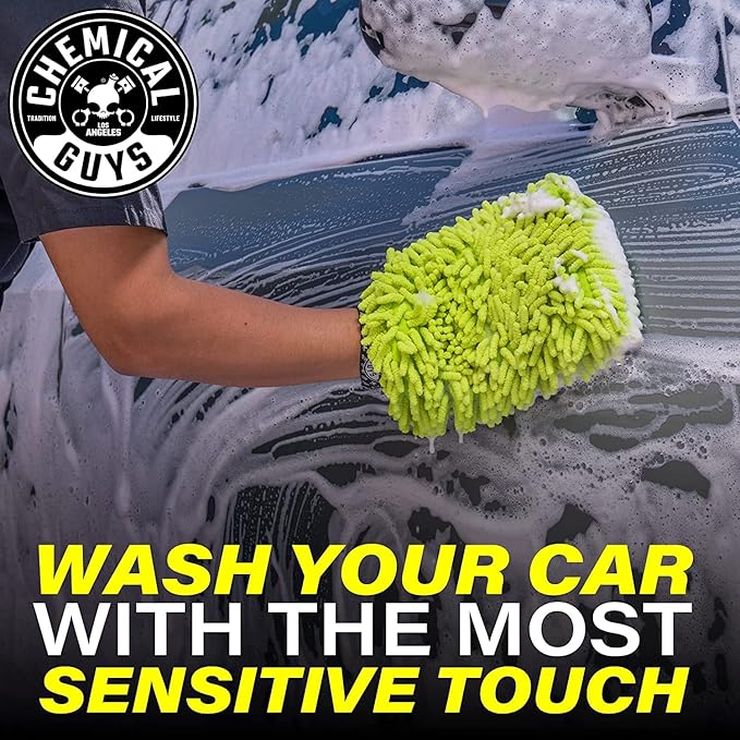 Chemical Guys CWS_101M Car Wash Starter Bundle - Maxi-Suds II Foaming Car Wash Soap, 128 oz (1 Gallon), Cherry Scent + Green Chenille Wash Mitt (2 Items) Works on Cars, Trucks, SUVs, RVs & More