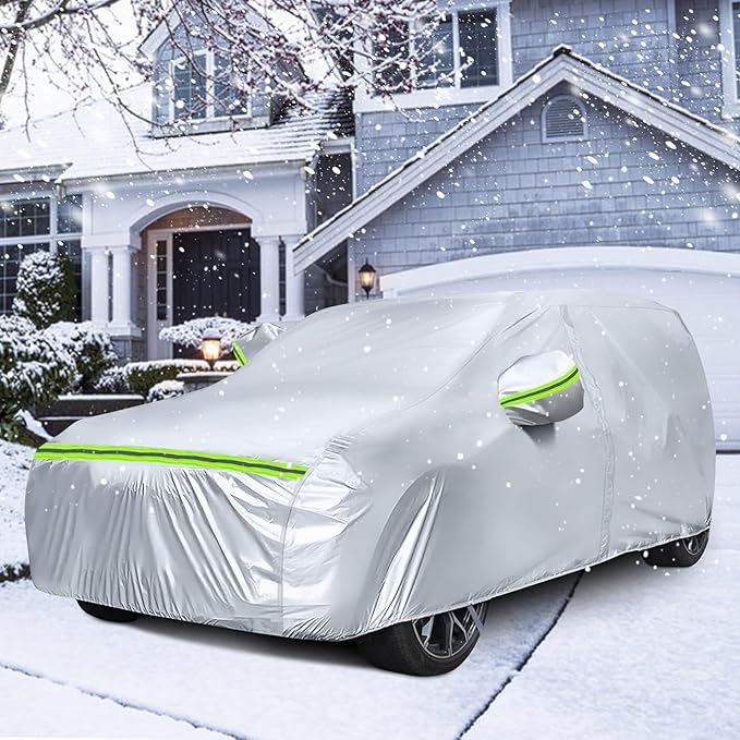 Waterproof Car Covers Replace for 2018-2025 Hyundai Kona, 6 Layers Silver All Weather Custom-fit Car Cover with Zipper Door & Windproof Bands for Snow Rain Dust Hail Protection