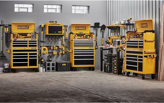 DEWALT Tool Organizer, 21 Piece Accessory Starter Kit, Includes 2 Metal Rails, 13 Hooks, and 2 Plastic Bins, DEWALT Workshop Storage System Compatible (DWST82801)