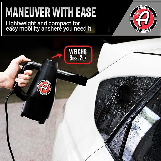 Adam's Polishes Mini Air Cannon - Handheld High Powered Filtered Car Wash Dryer Blower| Dry Before Car Cleaning, Car Detailing, Car Wax, or Ceramic Coating | Auto Tool Kit Gift Boat RV Motorcycle