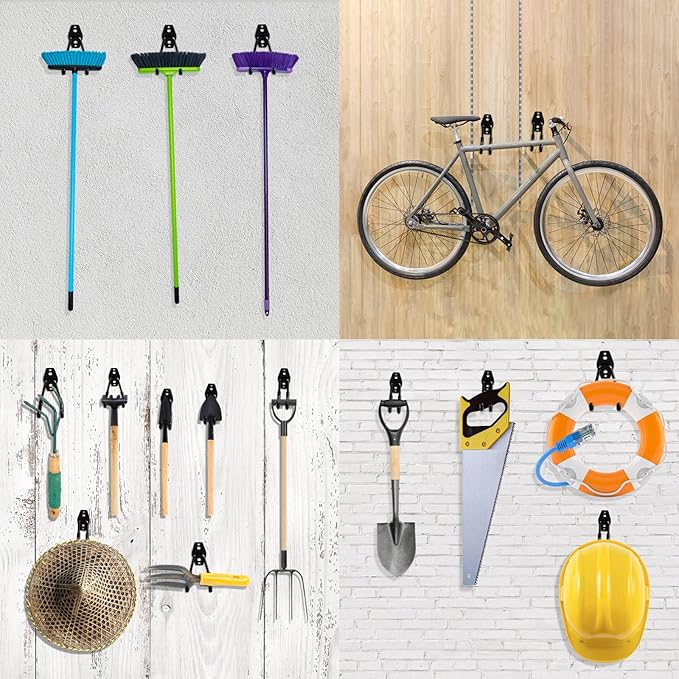 HUPBIPY 12 Pack Garage Hooks Heavy Duty Utility Steel with Anti-Slip Coating Wall Mount Storage Organizer for Hanging Power and Garden Tools, Ladders, Hose, Bikes, Ropes, Bulk Items, and More