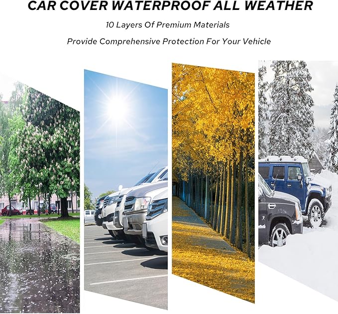 10-Layer Compatible with Jeep Wrangler Cover Waterproof 4 Door All Weather for Automobiles, Outdoor Full Exterior Soft Cotton Lining with Door Zipper, Fit for CJ YJ TJ JK JL