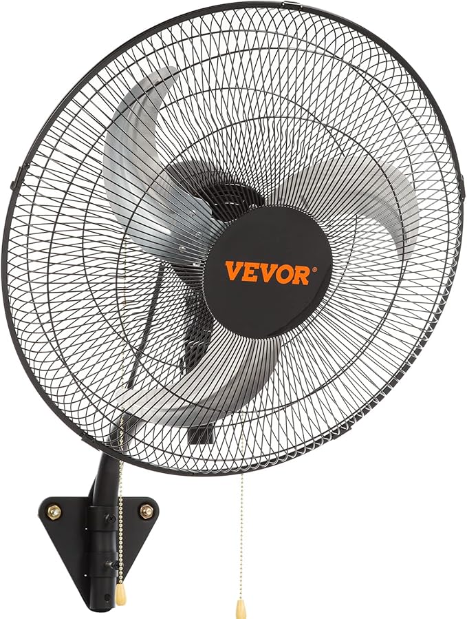VEVOR 18 inch Wall Mount Fan Oscillating, 3-speed High Velocity Max. 4000 CFM Industrial Wall Fan for Indoor, Commercial, Residential, Warehouse, Greenhouse, Workshop, Basement, Black, ETL Listed