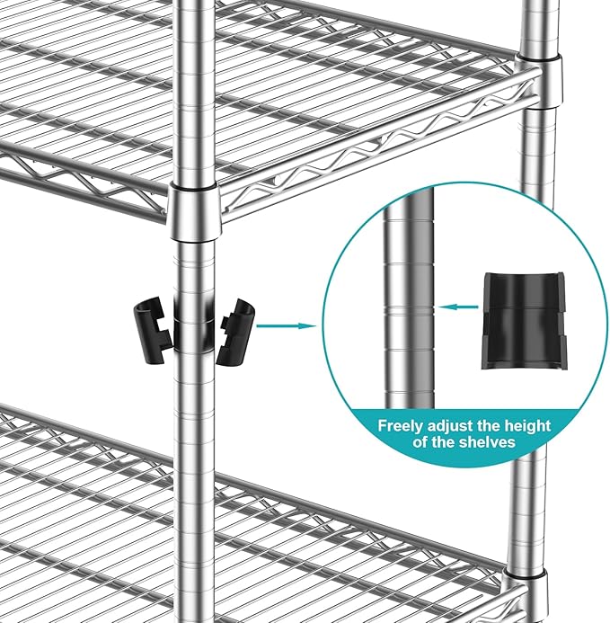 24"Depth Metal Wire Shelving Unit Metal Shelf Adjustable Storage Rack Kitchen Storage shelves 4 Tier Commercial Heavy-Duty 2200 LBS Sturdy Standing Steel for Home Garage Pantry 24"Dx 30"Wx59"H