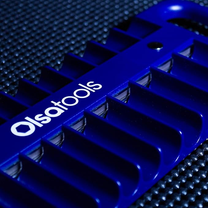 Olsa Tools Magnetic Portable Socket Organizer Tray - 1/4-Inch Drive Blue Holder for Deep & Shallow Sockets - Professional Tool Holder and Organizer - Holds up to 5/8" SAE or 14mm Metric - Part: 1078