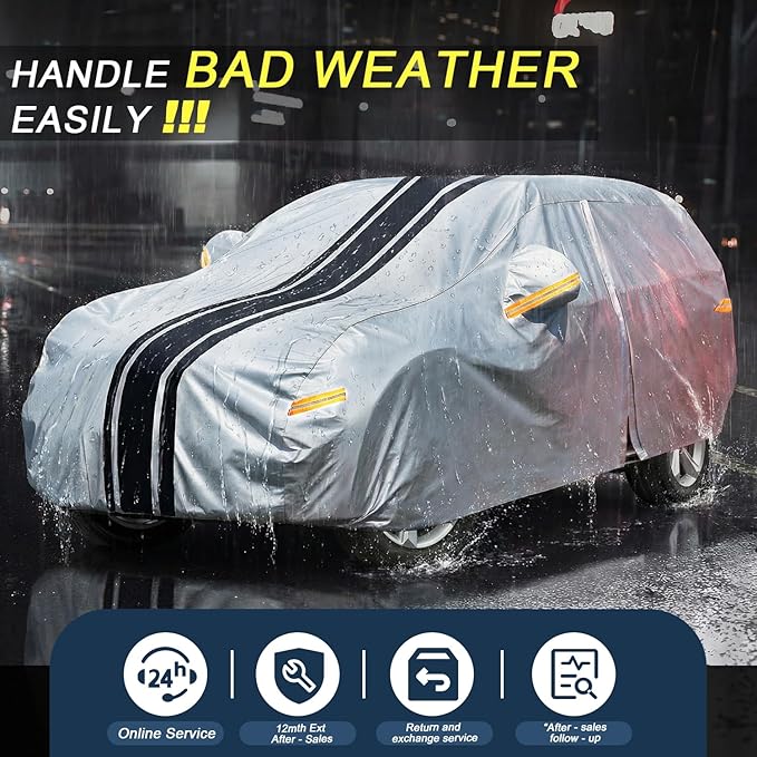 10-Layer SUV Car Cover Waterproof All Weather. Outdoor Full Exterior Covers for Toyota RAV4, Honda CR-V CRV, GMC Terrain, Lexus NX, Kia Sorento Etc. Size A11 (Length 182 to 190 inch)
