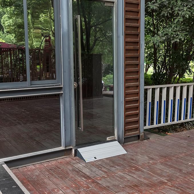 0.8" H x 29.5" W Doorway Ramp, Threshold Ramp for Transition Threshold, Step, Doorways, Lightweight Aluminum Non Slip Threshold Ramp