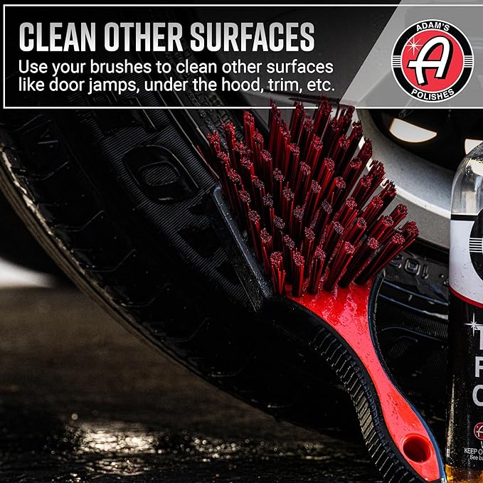 Adam's Complete Wheel & Tire Brush Kit (5-Item) - Includes Wheel Brush, Tire Brush, Barrel Brush, Lug Nut Brush & Fender Brush for Complete Wheel & Tire Auto Detailing