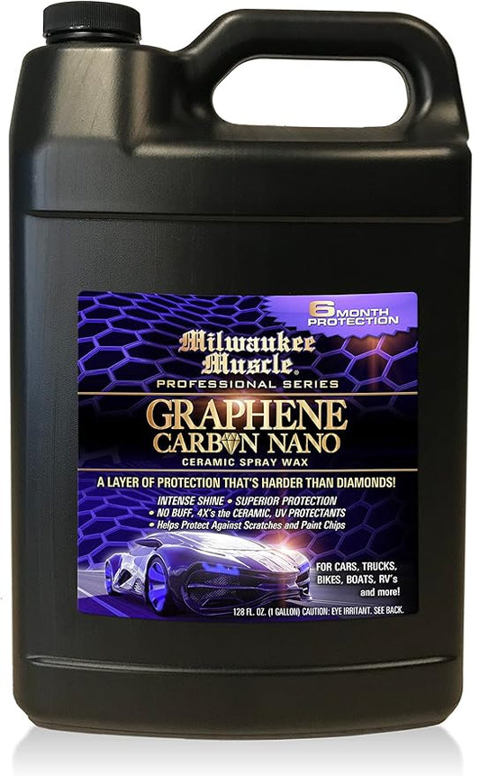 128oz Graphene Ceramic Coating Detail Wax 6 Month Protection Against Scratches, Swirls, Paint Chips, No Buff, Insane Shine, & Stronger than Car Wax, Includes Empty 22oz Spray Bottle