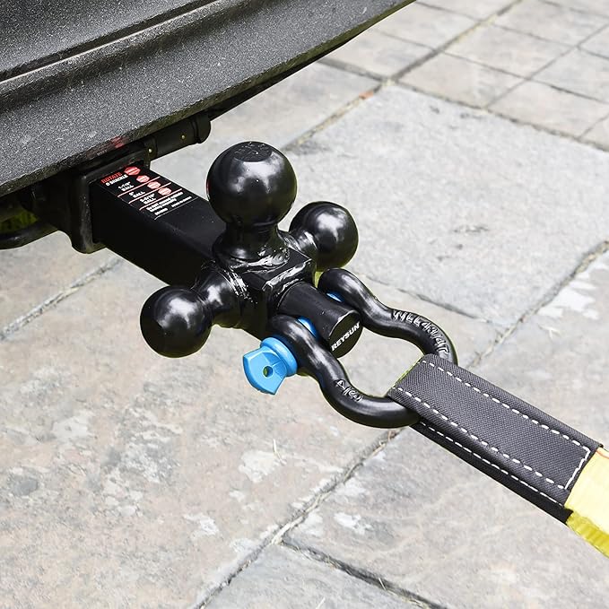864058HP Trailer Hitch Tri Ball Mount and 360 Swival Tow Shackle, Fits for 2 Inch Receiver, Hitch Pin Included…