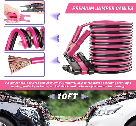 298PCS Roadside Emergency Car Kit- Car Emergency Kit with Jumper Cables, Roadside Emergency Kit for Vehicles, Emergency Car Kit, Car Safety Kits, Gloves,Tow Strap,Tool Kit,Reflective Warning Triangle