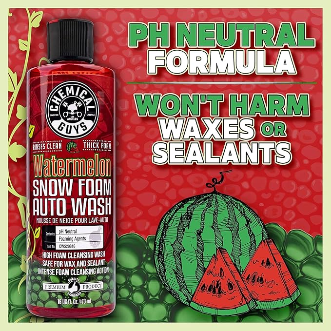 Chemical Guys HOL316 Snow Foam Auto Wash Bundle, Cannon and Gun Soap, Safe for Ceramic Coating, Wax and Sealant, Watermelon and Honeydew Scents, 16 Fl Oz (Pack of 2)