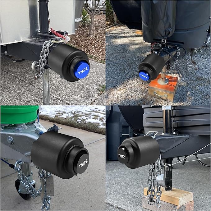 TMPZ Upgraded Heavy Duty Steel Trailer Hitch Lock for 2-5/16 Inch Couplers – Coupler Lock Secures Safety Chains, Anti-Theft Weatherproof Protection for RV, Boat, Camper & Utility Trailers (Black)
