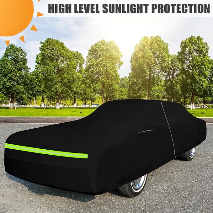 Waterproof Car Cover Compatible with 1967-1977 Oldsmobile Cutlass Sedan/Coupe Accessories, 210T All Weather Car Covers with Zipper&Lock for Car Dust Snow Rain Hail Protection(Base/S/Supreme/442)