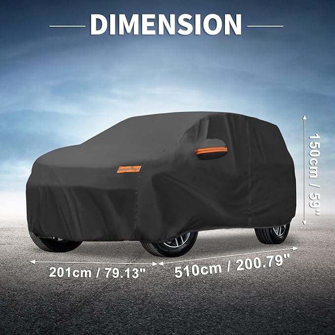 X AUTOHAUX Car Cover Outdoor Waterproof Sun Rain Snow Hail Protection with Left Side Door Zipper 210D-PU for Ford Explorer
