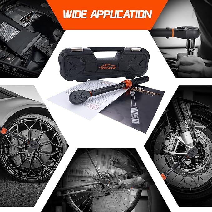 3/8-Inch Drive Torque Wrench, 5–45 Ft-Lb (6.8–61 Nm), ±3% Accuracy, 72-Tooth Dual-Direction Mini Torque Wrench with Reversible Head, Quick Release, Dual Scale for Bike (3/8-Inch, 5-45 FT.LB)