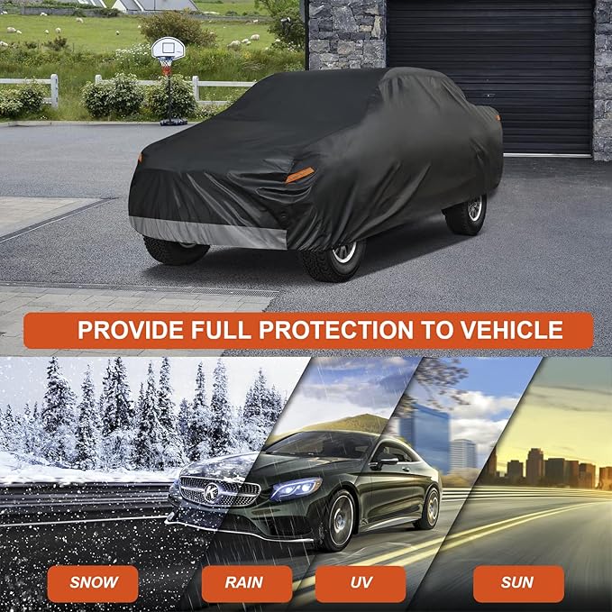 Kayme 7 Layers Truck Cover Waterproof All Weather, Heavy Duty Outdoor Pickup Cover Sun Uv Rain Protection, Universal Fit for Ford F-250, Silverado 1500 2500 3500, Nissan Titan.(Length Up to 248 inch)