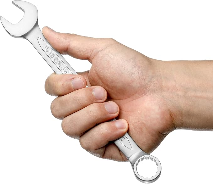 Jetech 11/16 Inch Combination Wrench, Industrial Grade Spanner with 12-Point 15-Degree Offset Chrome Vanadium Steel Forged Heat-Treated, SAE