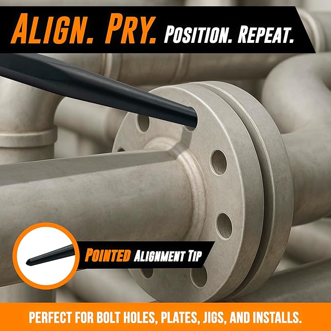 Mutt Tools 24 Inch Heavy Duty Alignment Pry Bar – Professional-Grade Sleever Bar – For Line-Up & Spud Work – Ideal for Ironworkers, Construction, & Industrial Use
