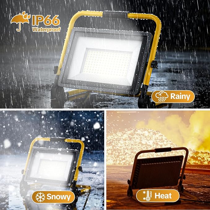 AIKVSXER 36000LM Led Work Light, 300W 6000K Portable Flood Light with 16.4FT Cord & Switch, IP66 Waterproof Worklight for Indoor Outdoor Job Site Repairing Garage Workshop, Gifts for Man
