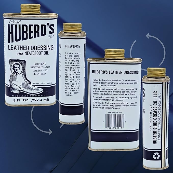 Huberd’s Leather Dressing with Neatsfoot Oil - Leather Conditioner and Softener for Boots, Shoes & Leather Gear. Breaks in New Leather & Softens Old Leather.