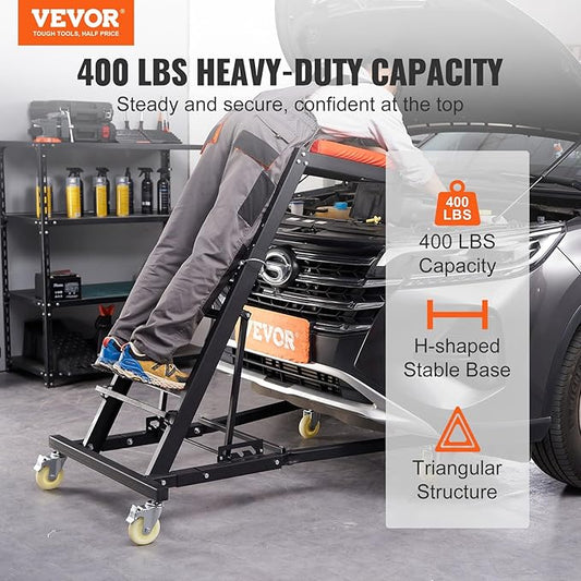 VEVOR Top Automotive Creeper, Engine Creeper 42.5"-64.8", 400 LBS Capacity High Top Creeper, 4 Swivel Caster Wheels, Padded Deck, Creeper for Home Garage, Workshop Repair Maintenance