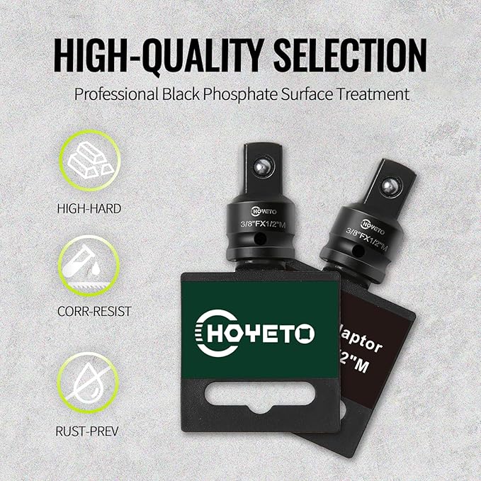 3/8 to 1/2 Impact Socket Adapter, Heavy Duty Cr-Mo Steel 3/8 Female to 1/2 Male Drive Converter for Impact Wrench & Auto Repair