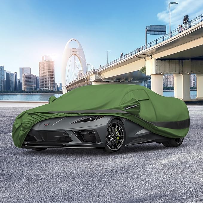 Heavy Duty Outdoor Car Cover Intended for 1983-2026 Chevrolet Corvette,Waterproof All Weather for Automobiles, Outdoor Full Cover Rain Sun UV Protection with Zipper Cotton