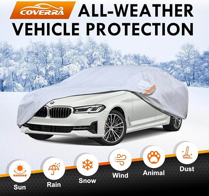 All-Weather BMW 5 Series Car Cover Waterproof All Weather, 6 Layers Heavy Duty Car Tarp Custom Fit for 2007–2026 BMW 528i, 530i, 540i, M550i, 530e, 550e, M5, i5, xDrive Sedan