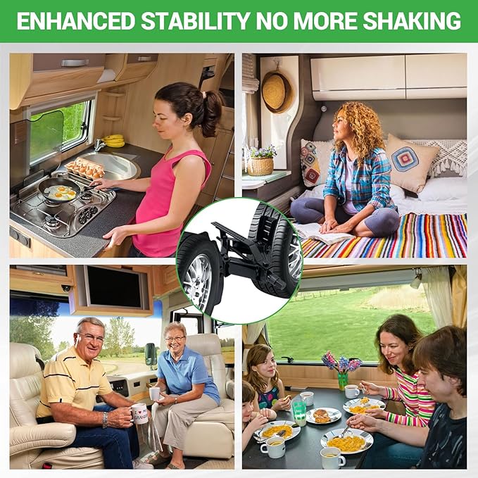 Wheel Chock Stabilizer with Rotatable Sides for RV Travel Trailer Tires, for Locking Tandem Wheels When Parked on Uneven Surfaces (2 Packs) with Ratchet and Password Locks,Black