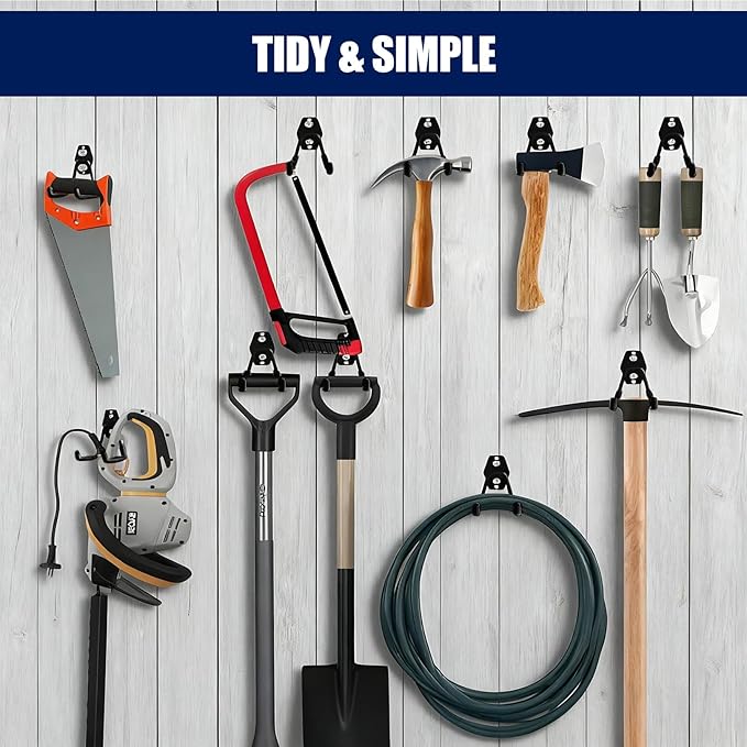 17 Pack Garage Hooks, Garage Wall Hooks with 3 Extension Cord Straps, Garage Heavy Duty Wall Mount Utility Hooks for Hanging Ladders, Garden Tools, Bikes, Hoses, Bulky Items