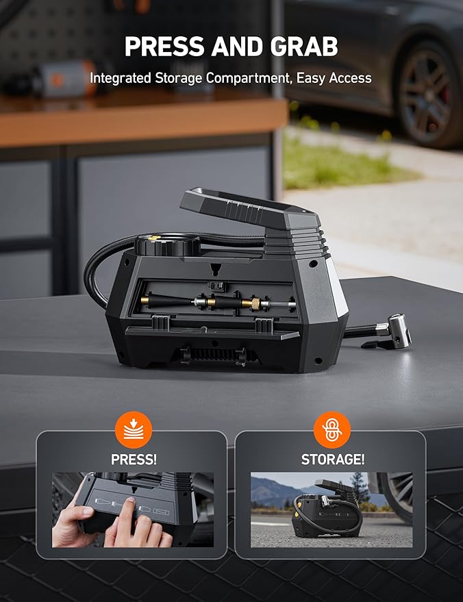 AstroAI H2 Pro Tire Inflator Portable Air Compressor Fully Upgraded Cordless Tire Inflator with DC 12V & Battery Dual Power Supplies Fast Inflation Air Pump for Car Tires Motorcycles Yellow