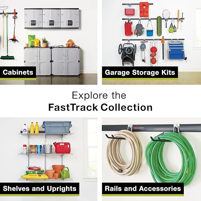 Rubbermaid Garage FastTrack Hose Hook Satin Nickel Wall Mounted Storage System Holds up to 50 pounds for Home/Garage