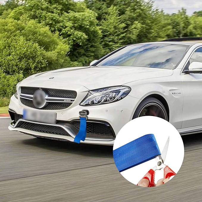 TOMALL Universal Car Decorative Trailer Tow Strap Blue Car Tow Belt for Car Bumper (ONLY Decoration)