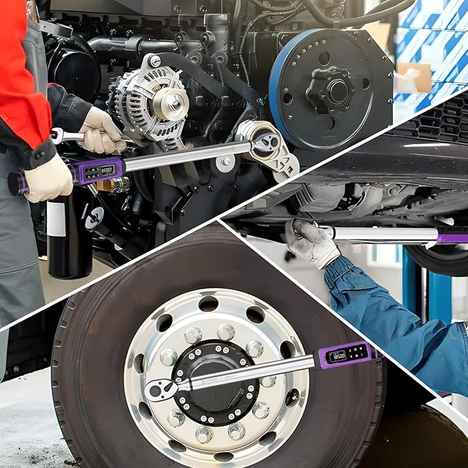 Digital Torque Wrench 1/2 Drive (3.76-250.75 Ft-lb/5.1-340 Nm), Inch Pound Torque Wrench Digital with ±1% Accuracy, Vibration, Buzzer LED, Electronic Torque Wrench Set for Motor Car Truck