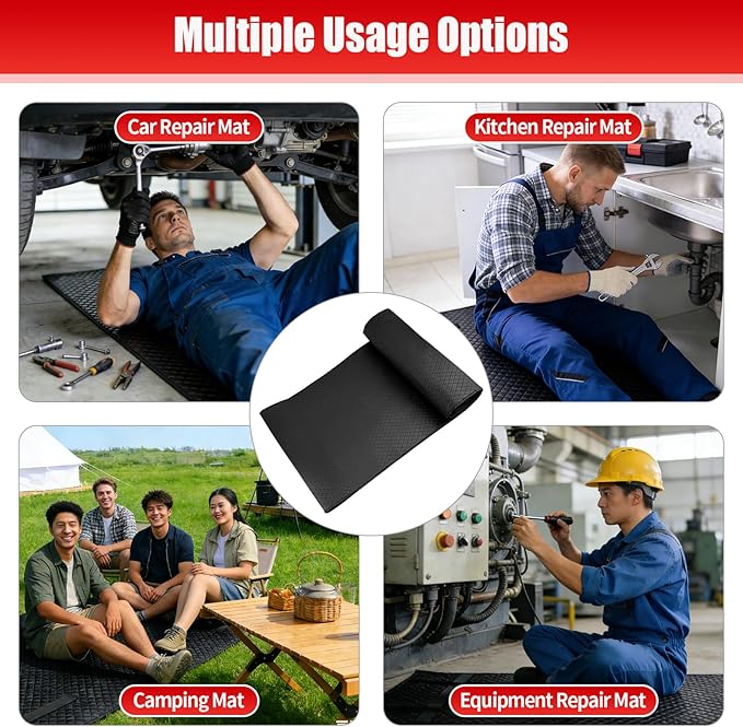 Rolling Creeper Mat with Storage Bag, 60''x28'' Portable Mechanic Mat for Working Under Car, Foldable Magic Creeper Rolling Mat for Low Clearance, Auto Repairing Tool for Working on the Ground