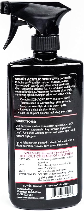 Sonus High Gloss Acrylic Spritz Car Detailer Spray, 16.9 fl. oz.