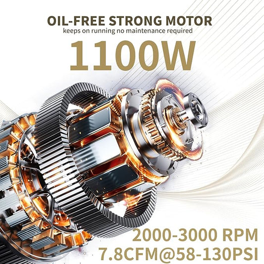 MZB 1.6 Gallon Ultra Quiet Air Compressor 110V/60Hz Steel Tanks Oil-Free 70dB Noise Level Air Compressor with Wheels for Spray Painting, Auto Repair, Carpentry Decoration